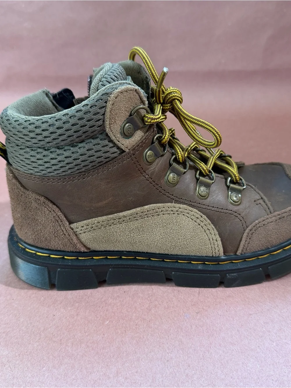 Dr. Martens Raffe Brown Kids Lace-Up Ankle Hiking Boots